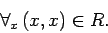 \begin{displaymath}
\forall_{x}\, (x,x)\in R.
\end{displaymath}