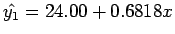 $\hat{y _{1}} = 24.00 + 0.6818x$