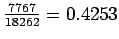 $\frac{7767}{18262} = 0.4253$