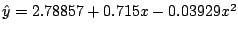 $\hat{y} = 2.78857 + 0.715x - 0.03929x^{2}$