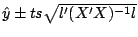 $\hat{y} \pm ts\sqrt{l'(X'X)^{-1}l}$
