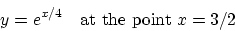 \begin{displaymath}y = e^{x/4} \mbox{\quad at the point } x = 3/2\end{displaymath}